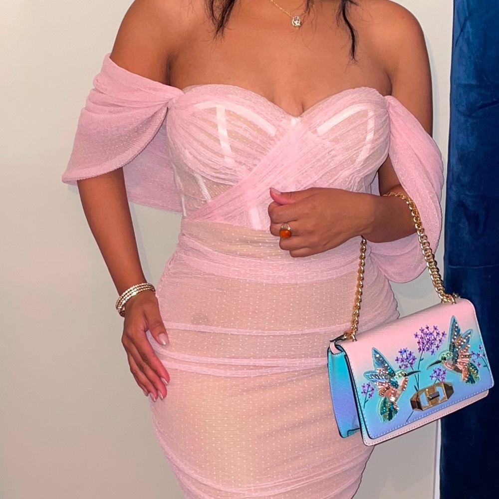 Elegant Pink Off-Shoulder Dress